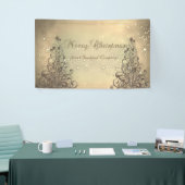 Prettig kerstfeest,Goud ,Kerstboom,Sparkel Spandoek (Beurs)