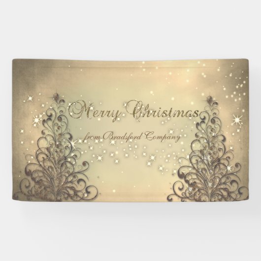 Prettig kerstfeest,Goud ,Kerstboom,Sparkel Spandoek (Horizontaal)