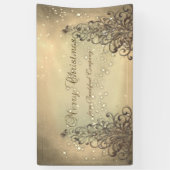 Prettig kerstfeest,Goud ,Kerstboom,Sparkel Spandoek (Verticaal)