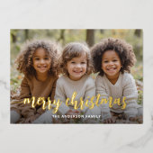 Prettig kerstfeest Goud met de hand geschreven vol Folie Feestdagenkaart (Voorkant)