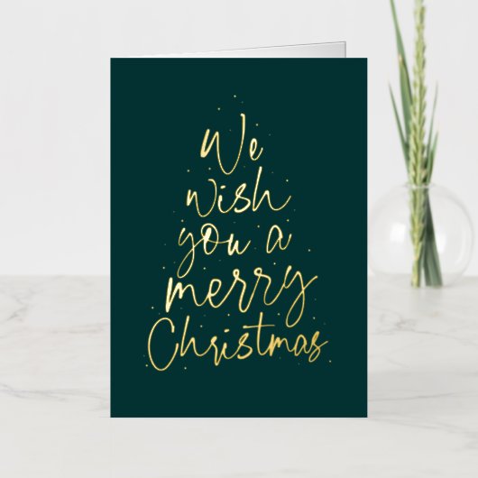 Prettig kerstfeest goud non-foto folie wenskaart (Voorkant)