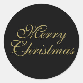 Prettig kerstfeest Goud op Zwart Ronde Sticker