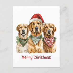 Prettig kerstfeest Goud Retriever honden Feestdagenkaart