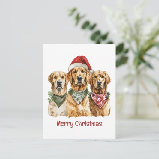 Prettig kerstfeest Goud Retriever honden Feestdagenkaart (Staand voorkant)