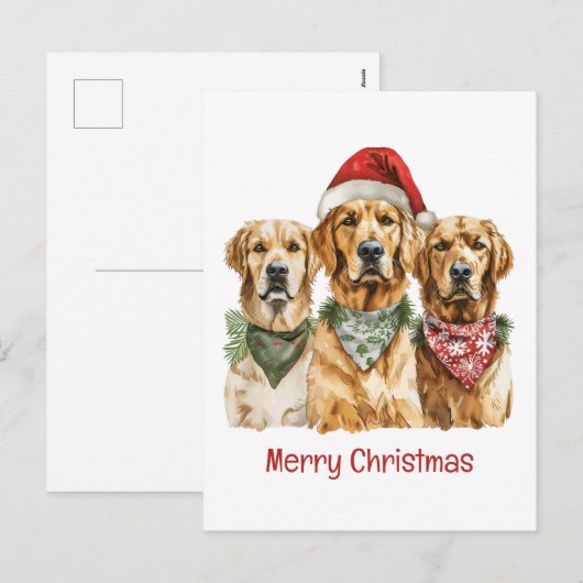 Prettig kerstfeest Goud Retriever honden Feestdagenkaart (Voorkant / Achterkant)