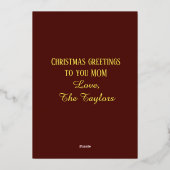 Prettig kerstfeest Goud Rood Folie Feestdagenkaart (Achterkant)