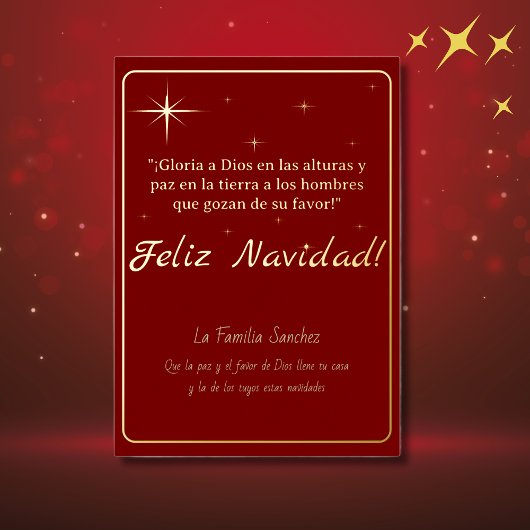 Prettig Kerstfeest Goud & Rood Lukas 2:14 Vers Folie Feestdagenkaart