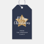 Prettig kerstfeest Goud Ster Navy Blauw Cadeaulabel (Voorkant)