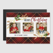 Prettig kerstfeest gouden bladeren 3-foto rood tar (Voorkant / Achterkant)