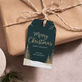 Prettig kerstfeest Gouden Calligrafische Vakantie Cadeaulabel