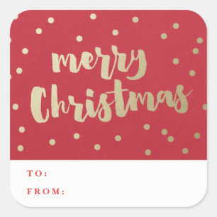 Prettig kerstfeest Gouden confetti Vierkante Sticker