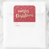 Prettig kerstfeest Gouden confetti Vierkante Sticker (Tas)