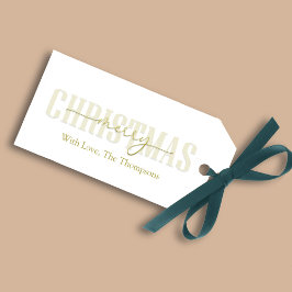 Prettig kerstfeest Gouden kalligrafie Schrift Eenv Cadeaulabel