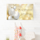 Prettig kerstfeest, gouden kerstballen spandoek (Insitu)