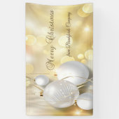 Prettig kerstfeest, gouden kerstballen spandoek (Verticaal)