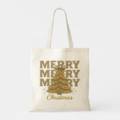 Prettig kerstfeest Gouden Kerstboom Tote Bag (Achterkant)