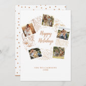 Prettig Kerstfeest Gouden Kerstkrans Fotocollage Feestdagenkaart (Voorkant / Achterkant)