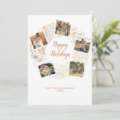 Prettig Kerstfeest Gouden Kerstkrans Fotocollage Feestdagenkaart (Staand voorkant)