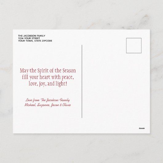 Prettig kerstfeest! Gouden lichtenboom op eenvoudi Feestdagenkaart (Achterkant)