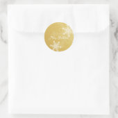 Prettig kerstfeest Gouden Witte Sneeuwvlok Minimal Ronde Sticker (Tas)