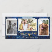 Prettig kerstfeest Goudsterren 3 foto collage Feestdagenkaart (Voorkant)