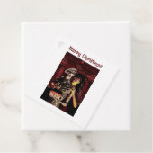 Prettig kerstfeest. Grappig skelet met vrouw Bedankjes Labels (In situ)