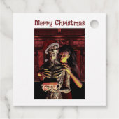 Prettig kerstfeest. Grappig skelet met vrouw Bedankjes Labels (Achterkant)
