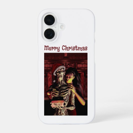 Prettig kerstfeest. Grappig skelet met vrouw iPhone 16 Hoesje (Achterkant)