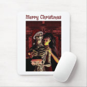 Prettig kerstfeest. Grappig skelet met vrouw Muismat (Met muis)