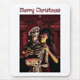 Prettig kerstfeest. Grappig skelet met vrouw Muismat