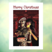 Prettig kerstfeest. Grappig skelet Ramenstickers Raamsticker (Vel 3)
