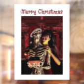 Prettig kerstfeest. Grappig skelet Ramenstickers Raamsticker (Vel 2)