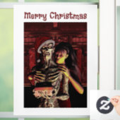 Prettig kerstfeest. Grappig skelet Ramenstickers Raamsticker (Huis)