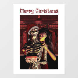 Prettig kerstfeest. Grappig skelet Ramenstickers Raamsticker
