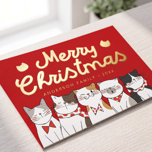 Prettig kerstfeest Grappige Cute Katten Kerstliedj Folie Feestdagen Briefkaart