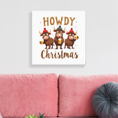Prettig kerstfeest Grappige Highland Koe Kerst Koe Canvas Afdruk (Insitu (Woonkamer))