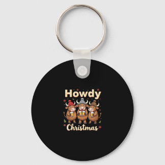 Prettig kerstfeest Grappige Highland Koe Kerst Koe Sleutelhanger