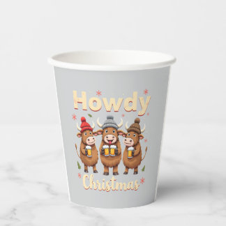 Prettig kerstfeest Grappige Highland Koe Xmas Koei Papieren Bekers