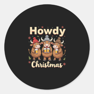 Prettig kerstfeest Grappige Highland Koe Xmas Koei Ronde Sticker