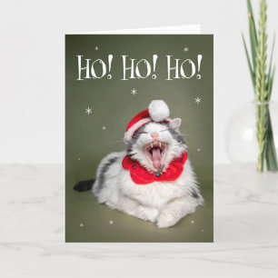 Prettig kerstfeest Grappige kat zegt Ho Ho Ho Feestdagen Kaart