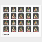 Prettig kerstfeest Grappige Katten Kerstmis Kerstb Vierkante Sticker (Vel)