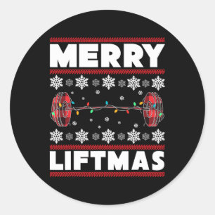 Prettig Kerstfeest Grappige Kerst Gym Workout Fitn Ronde Sticker