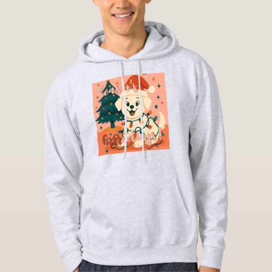 Prettig Kerstfeest! Grappige Kerstman Hond Hoodie (Voorkant)