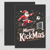 Prettig Kerstfeest Grappige Kerstman Voetballiefhe Kaart (Voorkant / Achterkant)