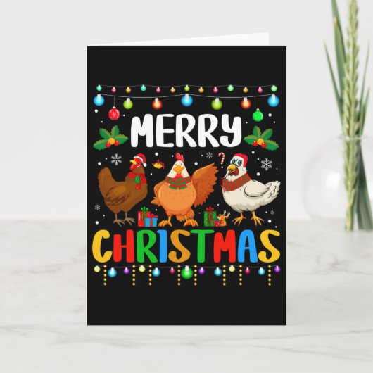 Prettig kerstfeest Grappige kip Kerstman Hoed Lich Kaart (Voorkant)