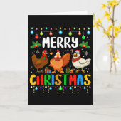 Prettig kerstfeest Grappige kip Kerstman Hoed Lich Kaart (Gele Bloem)