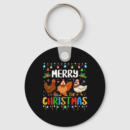 Prettig kerstfeest Grappige kip Kerstman Hoed Lich Sleutelhanger (Voorkant)