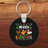 Prettig kerstfeest Grappige kip Kerstman Hoed Lich Sleutelhanger (Voorkant)