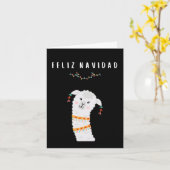 Prettig kerstfeest grappige lama Spaanse Kerstmis Kaart (Gele Bloem)