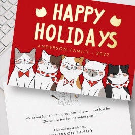 Prettig Kerstfeest Grappige Moppige Katten Kerstli Folie Feestdagenkaart
